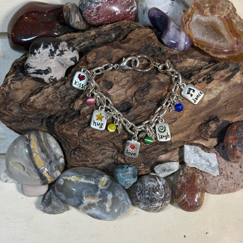 Silver Charm Bracelet with Multicolor Accents